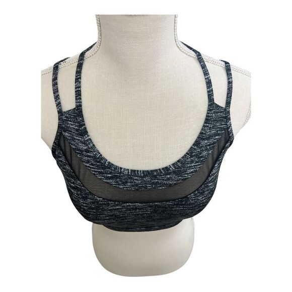 Victoria's Secret Strappy Back Sports Bra Size L Black Grey Removable Pads - Picture 3 of 12